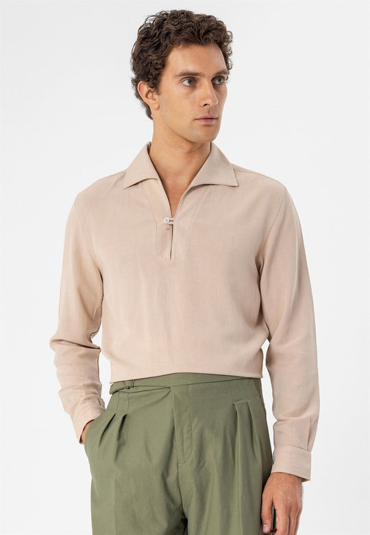 Chemise Homme Beige Détail Boutons - Wessi