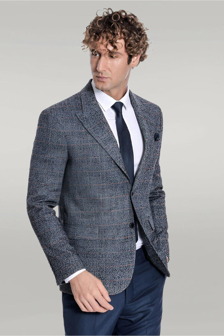 Blazer da uomo blu navy a quadri - Wessi