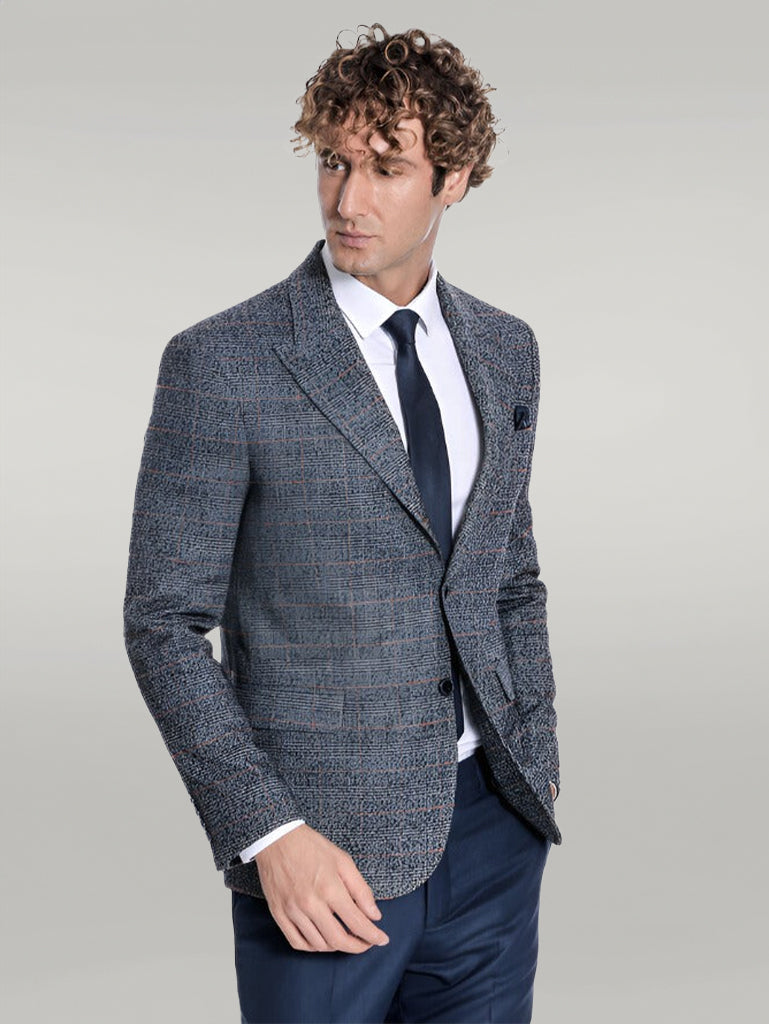 Blazer da uomo blu navy a quadri - Wessi