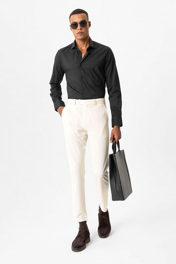 Ecru بنطلون قماش أكسسوارات ضيق للرجال - ويسي