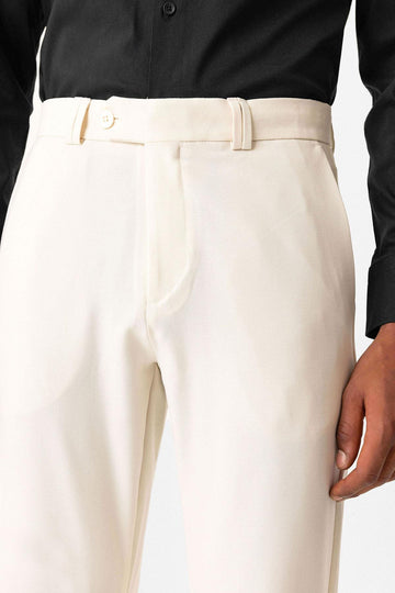 Ecru بنطلون قماش أكسسوارات ضيق للرجال - ويسي