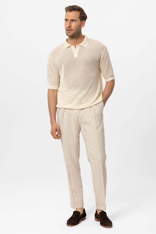 T-Shirt Maille Col Polo Homme Écru - Wessi
