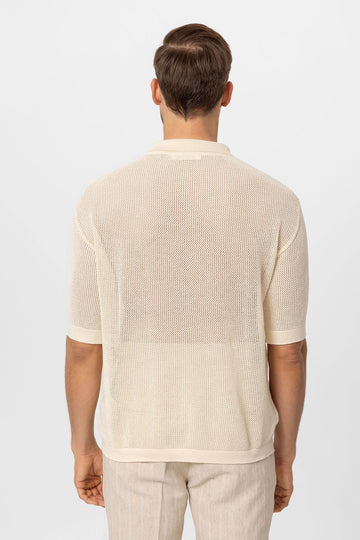 T-Shirt Maille Col Polo Homme Écru - Wessi