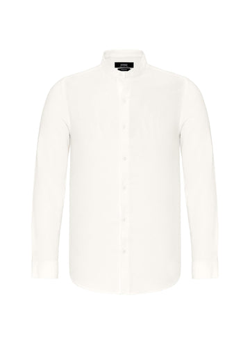 Chemise Homme Ecru Regular Fit Col Mao - Wessi