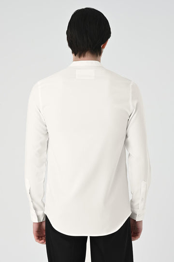 Chemise Homme Ecru Regular Fit Col Mao - Wessi