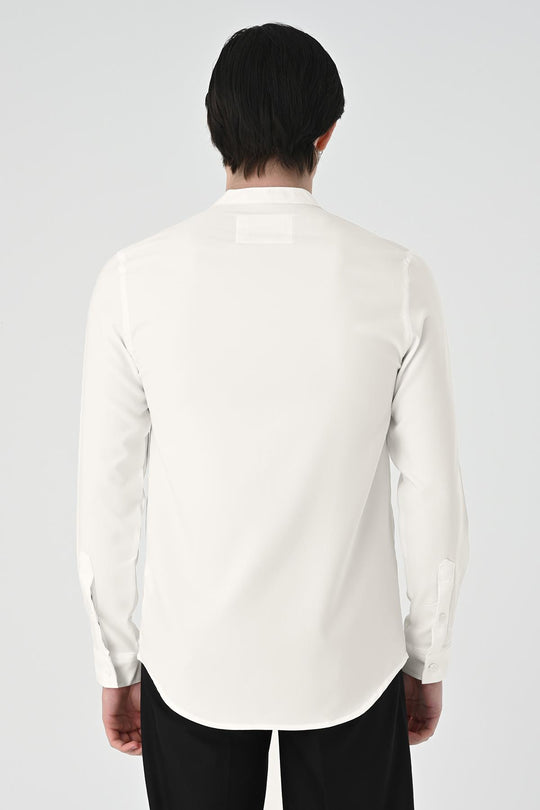 Chemise Homme Ecru Regular Fit Col Mao - Wessi