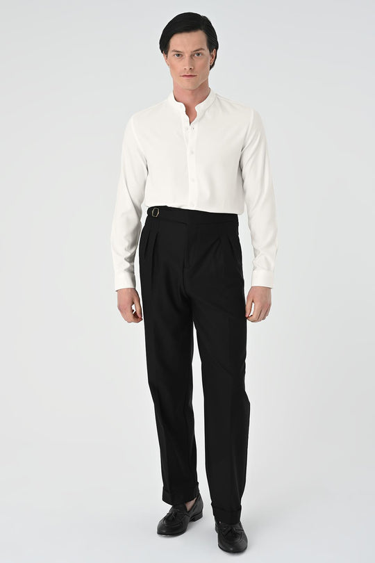 Chemise Homme Ecru Regular Fit Col Mao - Wessi