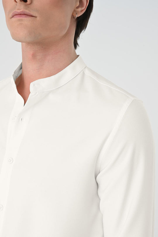 Chemise Homme Ecru Regular Fit Col Mao - Wessi