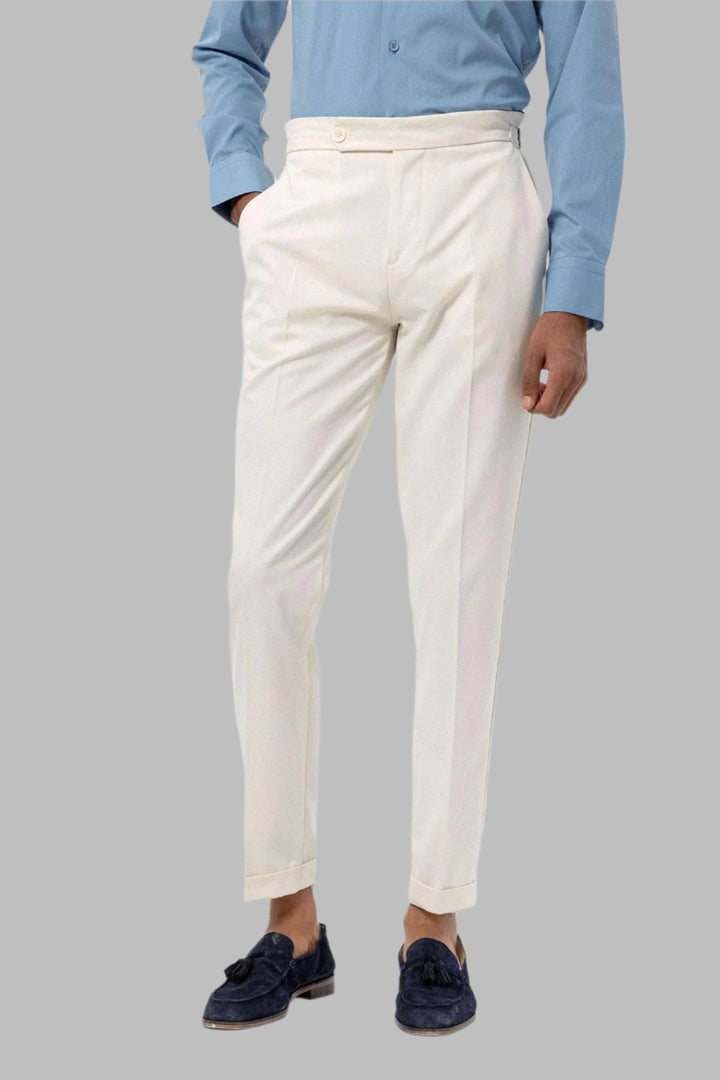 Pantalon Homme Écru Taille Haute Coupe Regular - Wessi