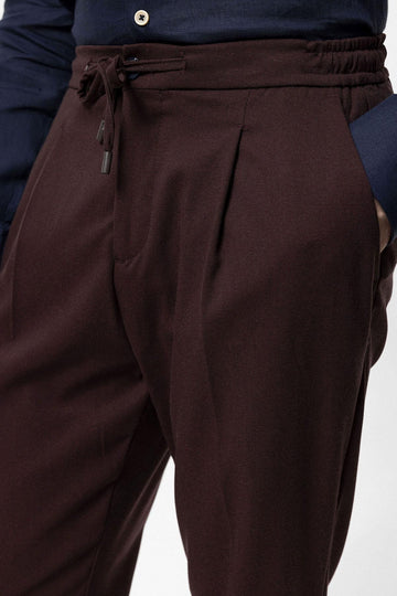 Pantalon plissé taille élastique bordeaux pour homme - Wessi