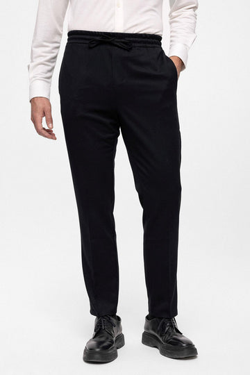 Pantalon Taille Haute Elastique Noir Homme - Wessi