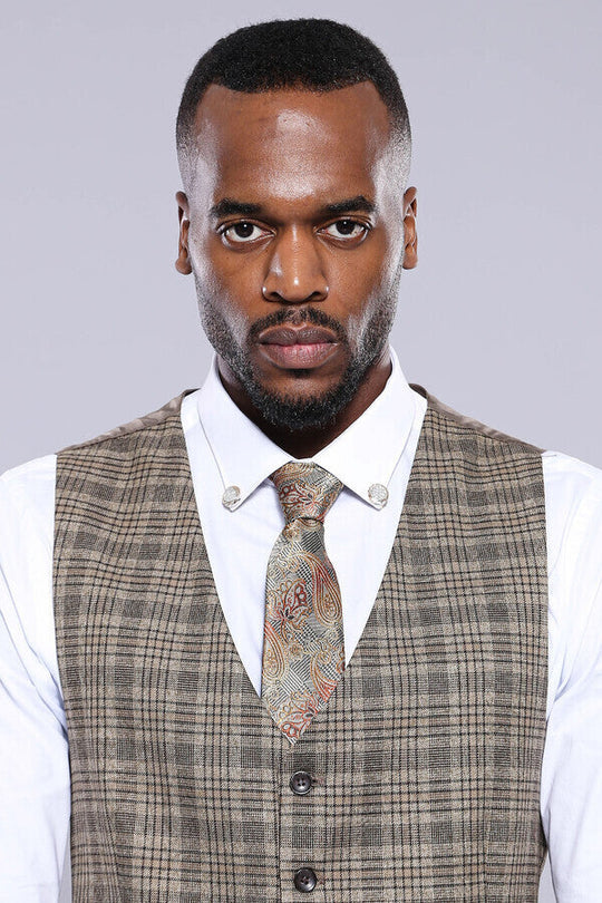 Chaleco beige a cuadros | wess