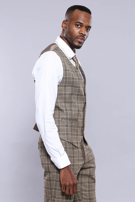 Chaleco beige a cuadros | wess