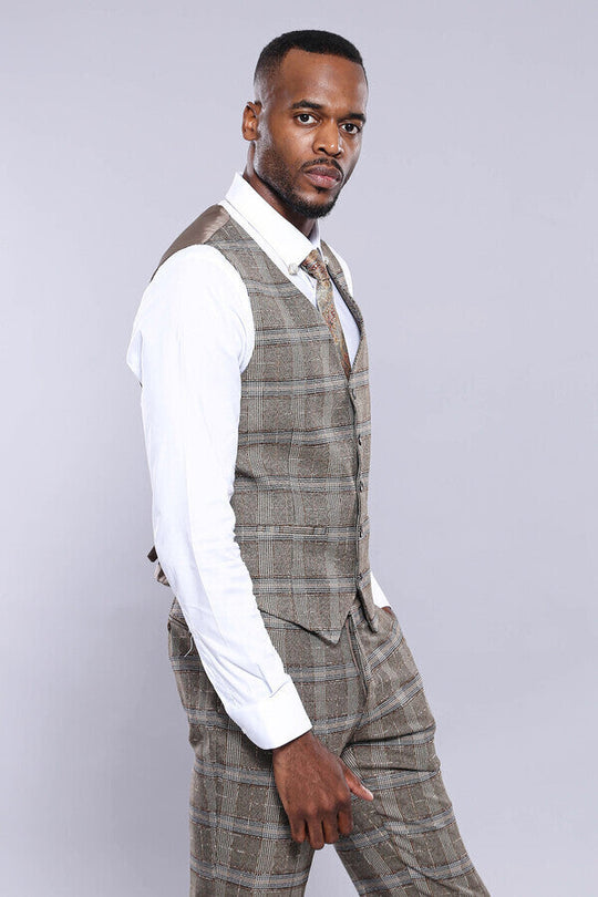 Chaleco marrón a cuadros | wess