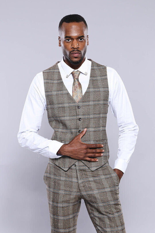 Chaleco marrón a cuadros | wess