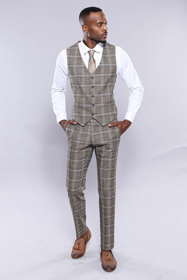 Chaleco marrón a cuadros | wess