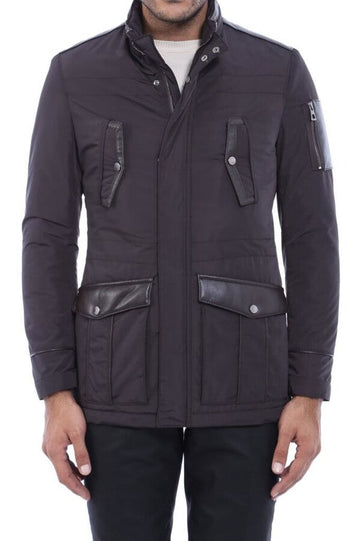 Giacca trapuntata slim fit modellata in pelle marrone scuro - Wessi