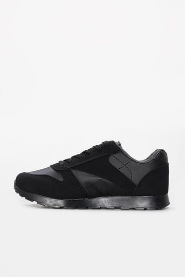 Black Rugged-Sole Panel Sneakers for Men | Wessi