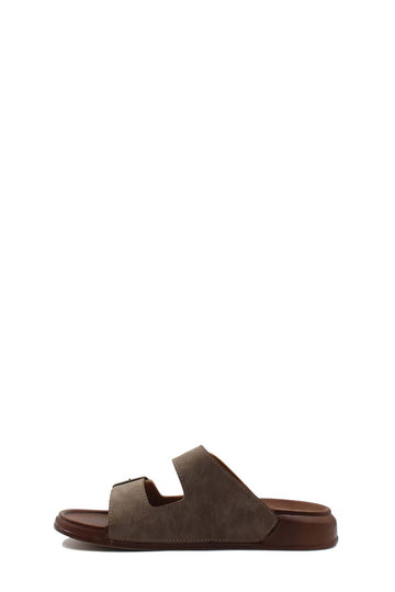 Taupe Double-Buckle Slide Sandals for Men | Wessi