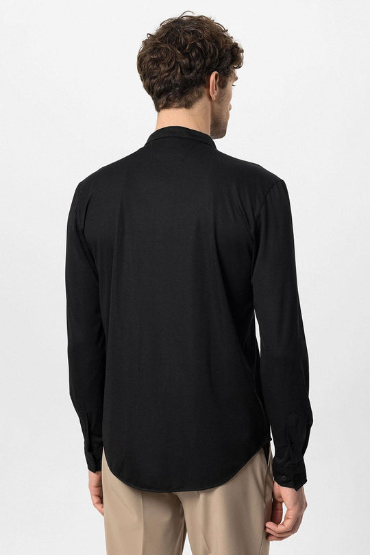 Men's Black Classic Collar Hidden Button Long Sleeve Slim Fit Shirt - Wessi - Discover Diversity Men's Black Classic Collar Hidden Button Long Sleeve Slim Fit Shirt - Wessi - Discover Diversity