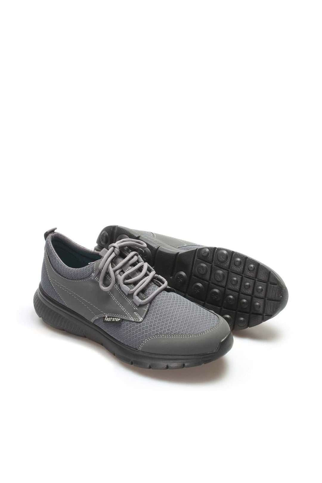 Men's Grey Mesh Athletic Shoes with Rubber Sole - Wessi