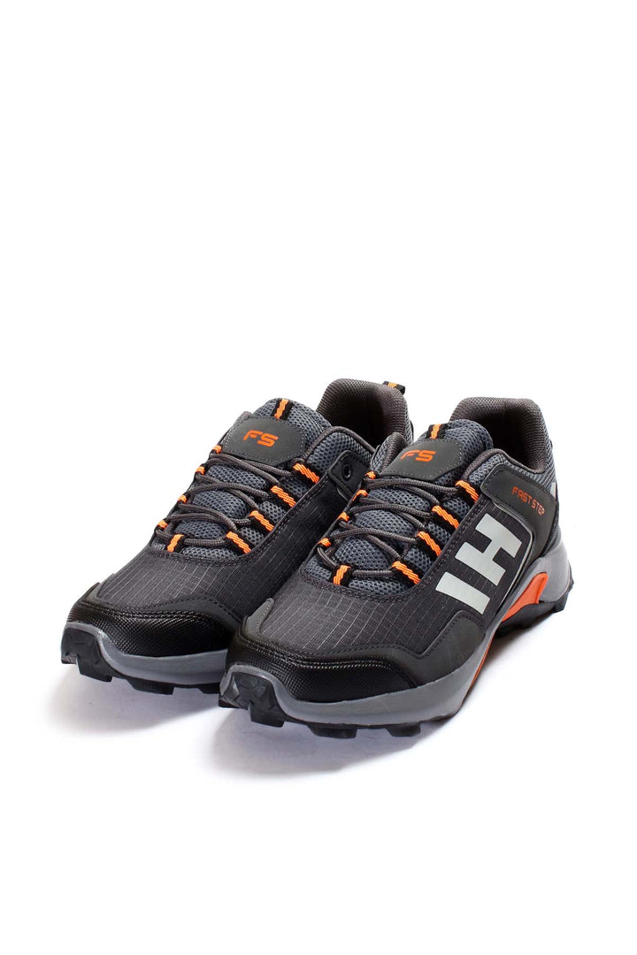 Men's Black and Gray Athletic Sneakers with Orange Accents - Wessi