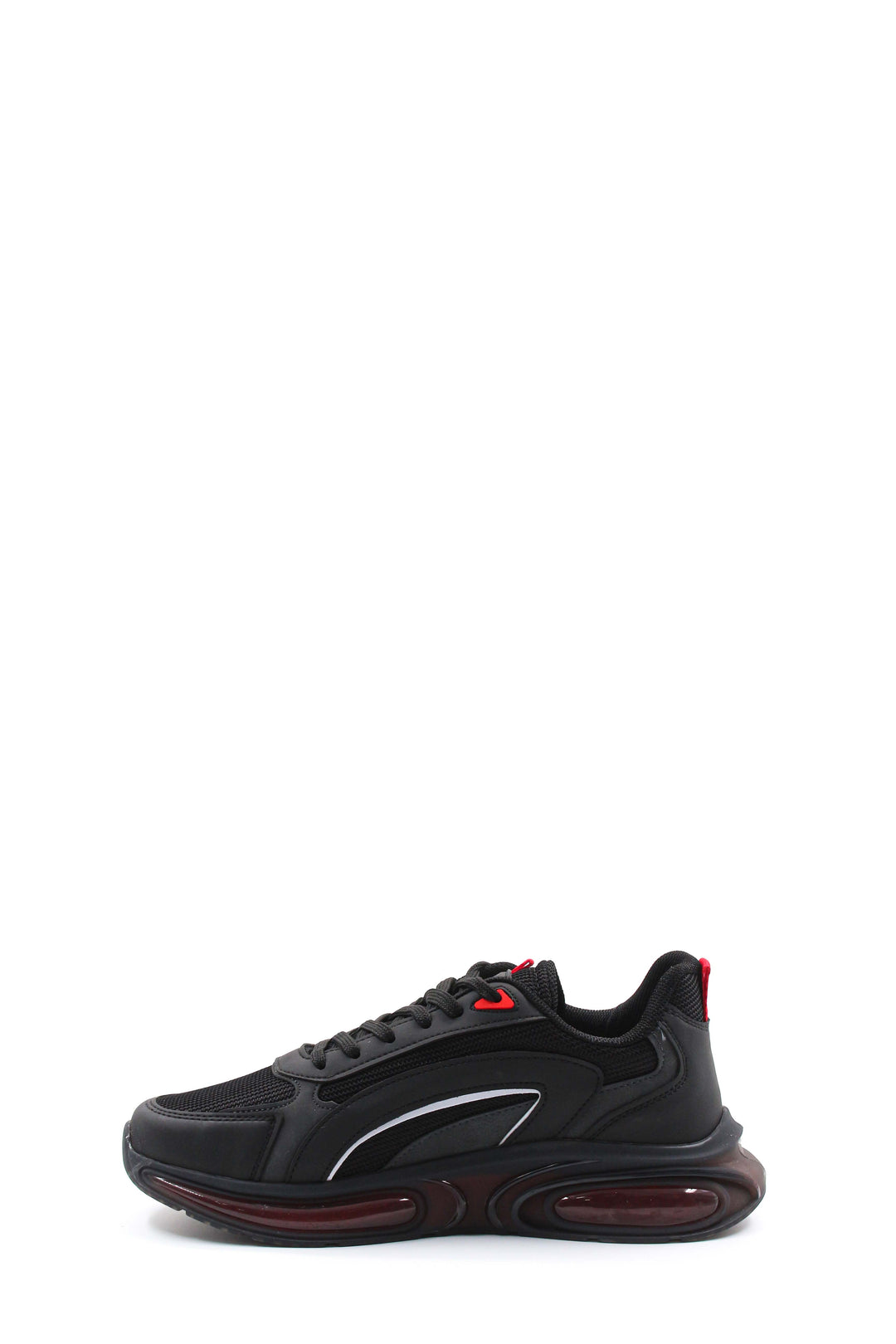 Men's Black Air Cushion Sneakers with Red Accents - Wessi