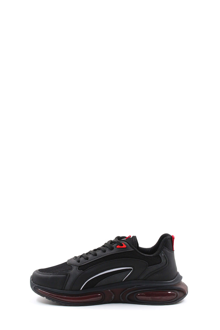 Men's Black Air Cushion Sneakers with Red Accents - Wessi