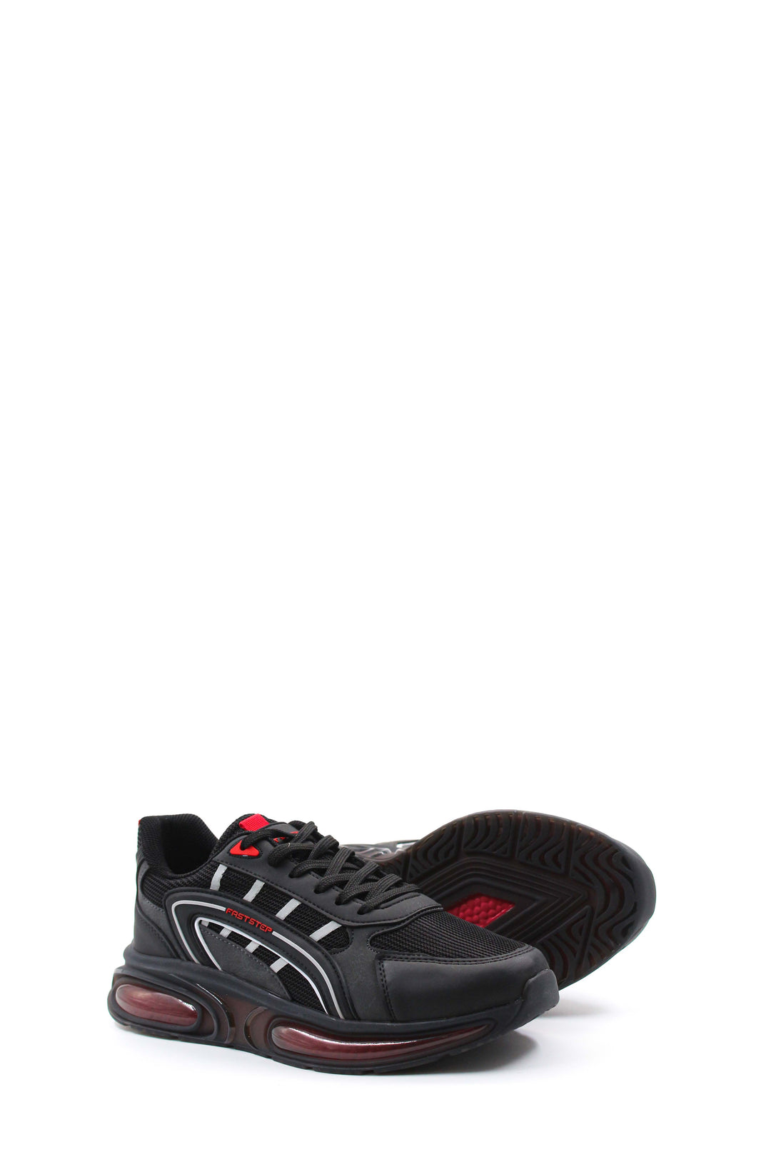 Men's Black Air Cushion Sneakers with Red Accents - Wessi