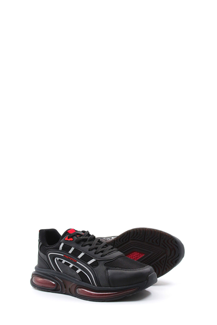 Men's Black Air Cushion Sneakers with Red Accents - Wessi