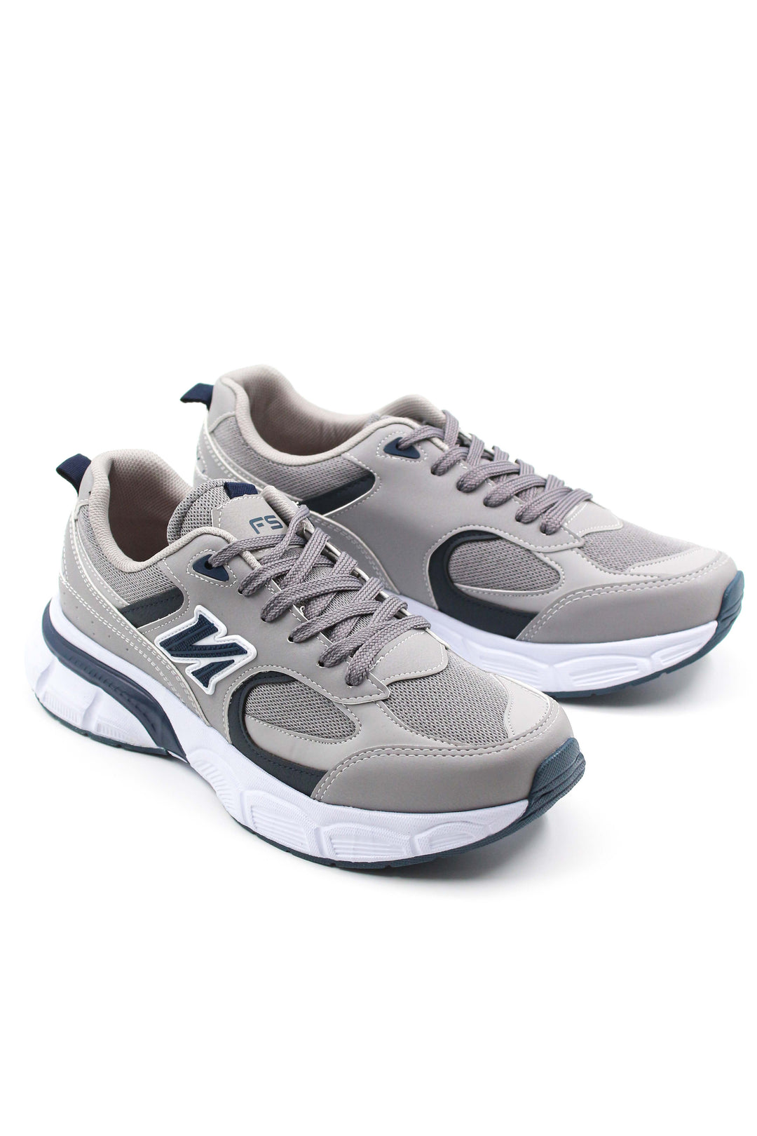 Scarpe da ginnastica sportive da uomo grigie e blu scuro con suola imbottita - Wessi