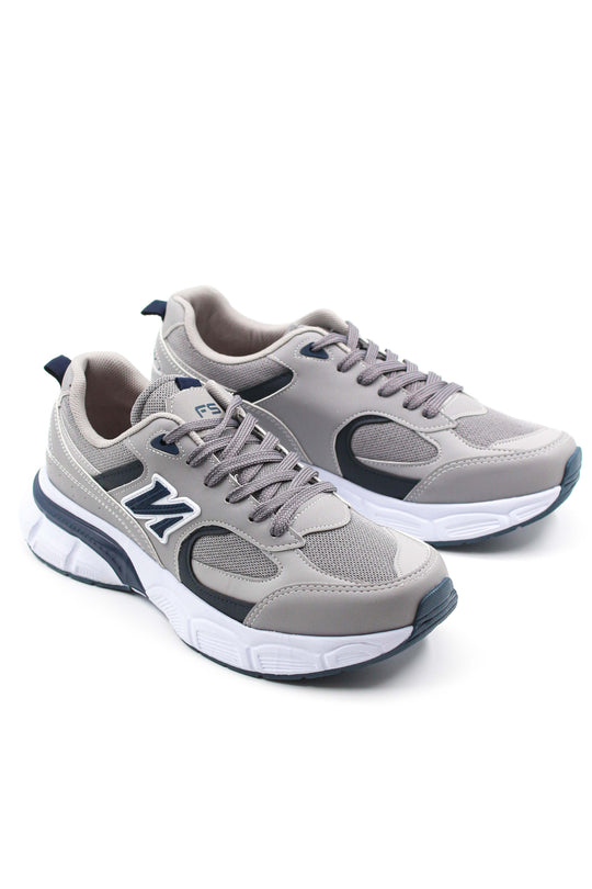 Men's Gray and Navy Athletic Sneakers with Cushioned Sole - Wessi