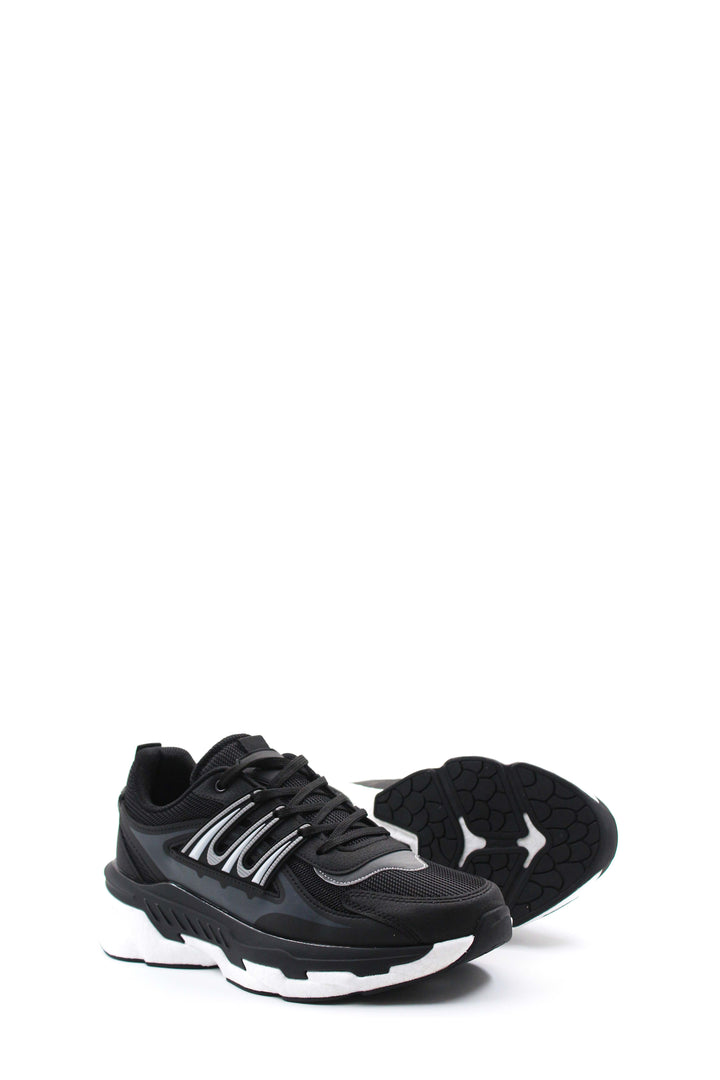 Men's Black Chunky Sneakers with White Sole - Wessi