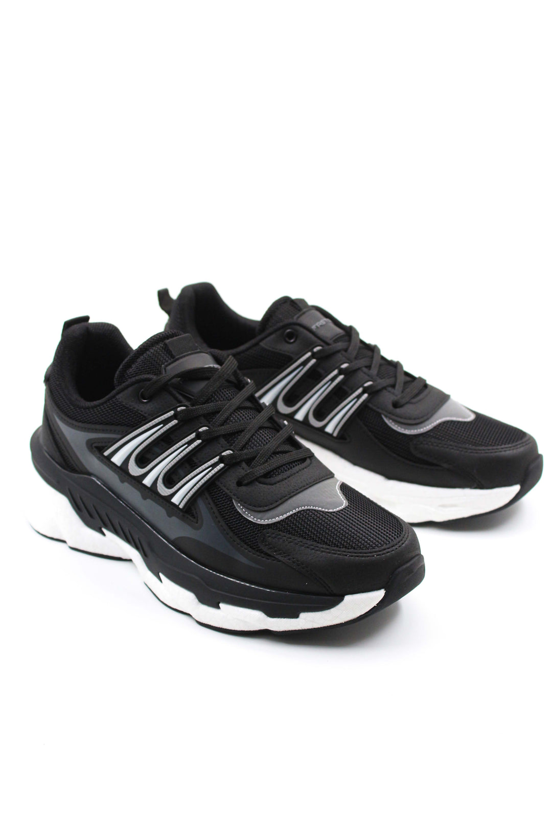 Men's Black Chunky Sneakers with White Sole - Wessi