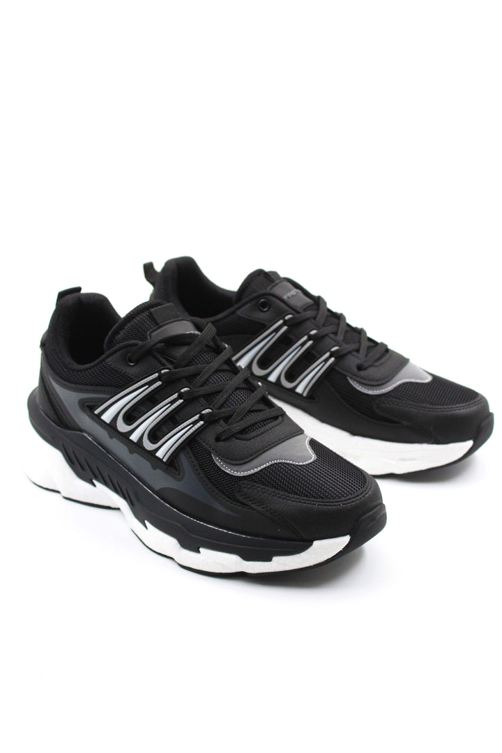 Men's Black Chunky Sneakers with White Sole - Wessi