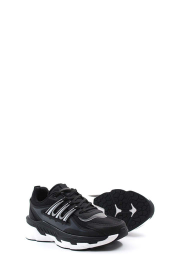 Men's Black Chunky Sneakers with White Sole - Wessi