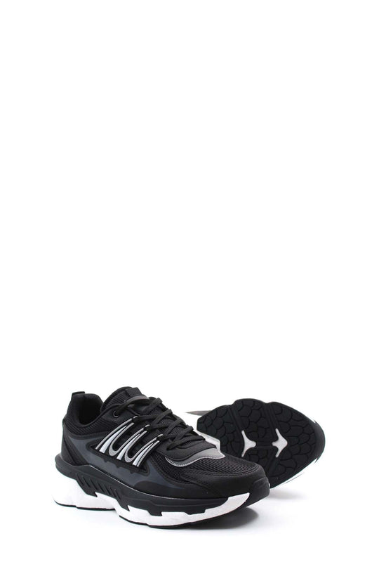 Men's Black Chunky Sneakers with White Sole - Wessi
