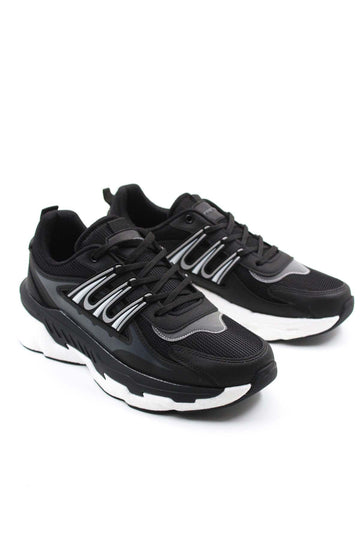 Men's Black Chunky Sneakers with White Sole - Wessi