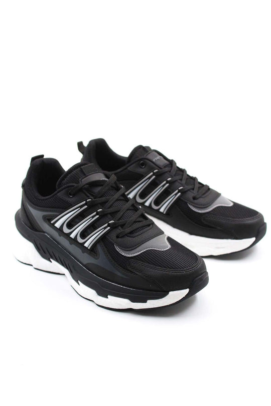 Men's Black Chunky Sneakers with White Sole - Wessi
