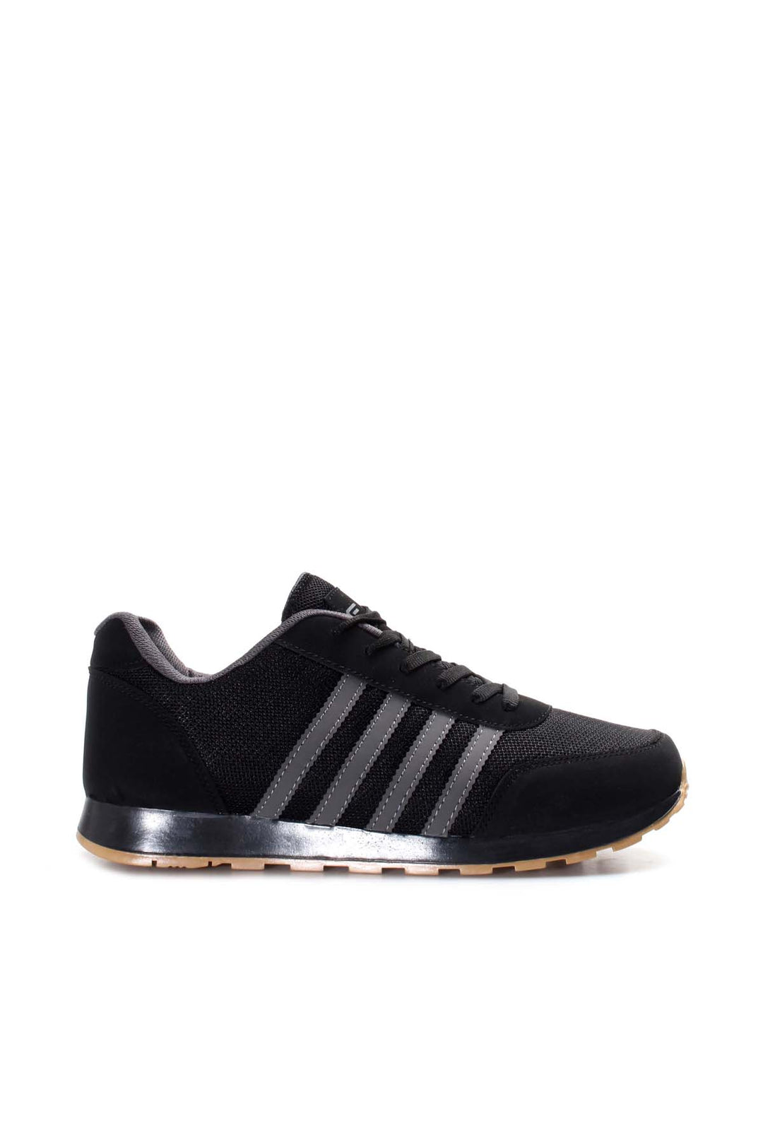 Men's Black Mesh Sneakers with Gray Stripe Accents - Wessi