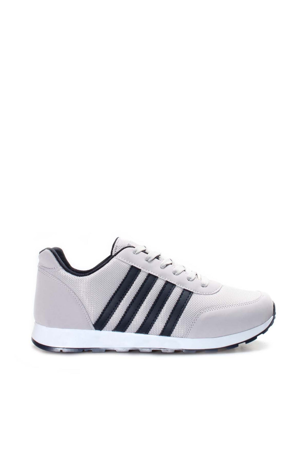 Men's Light Gray Sneakers with Black Stripe Detailing - Wessi