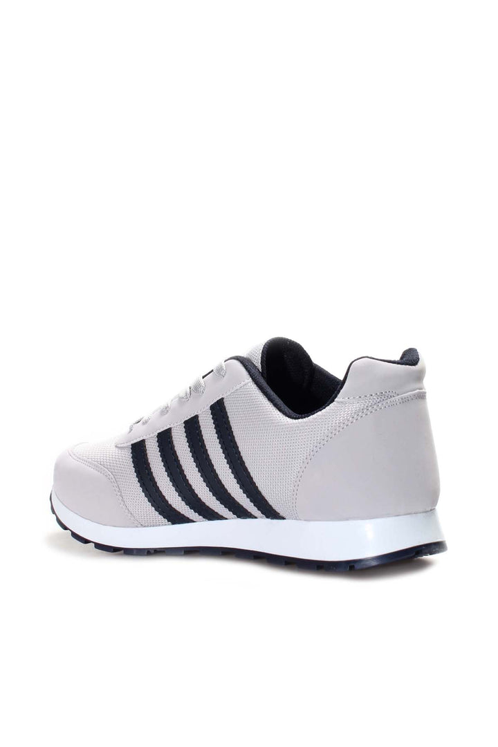 Men's Light Gray Sneakers with Black Stripe Detailing - Wessi