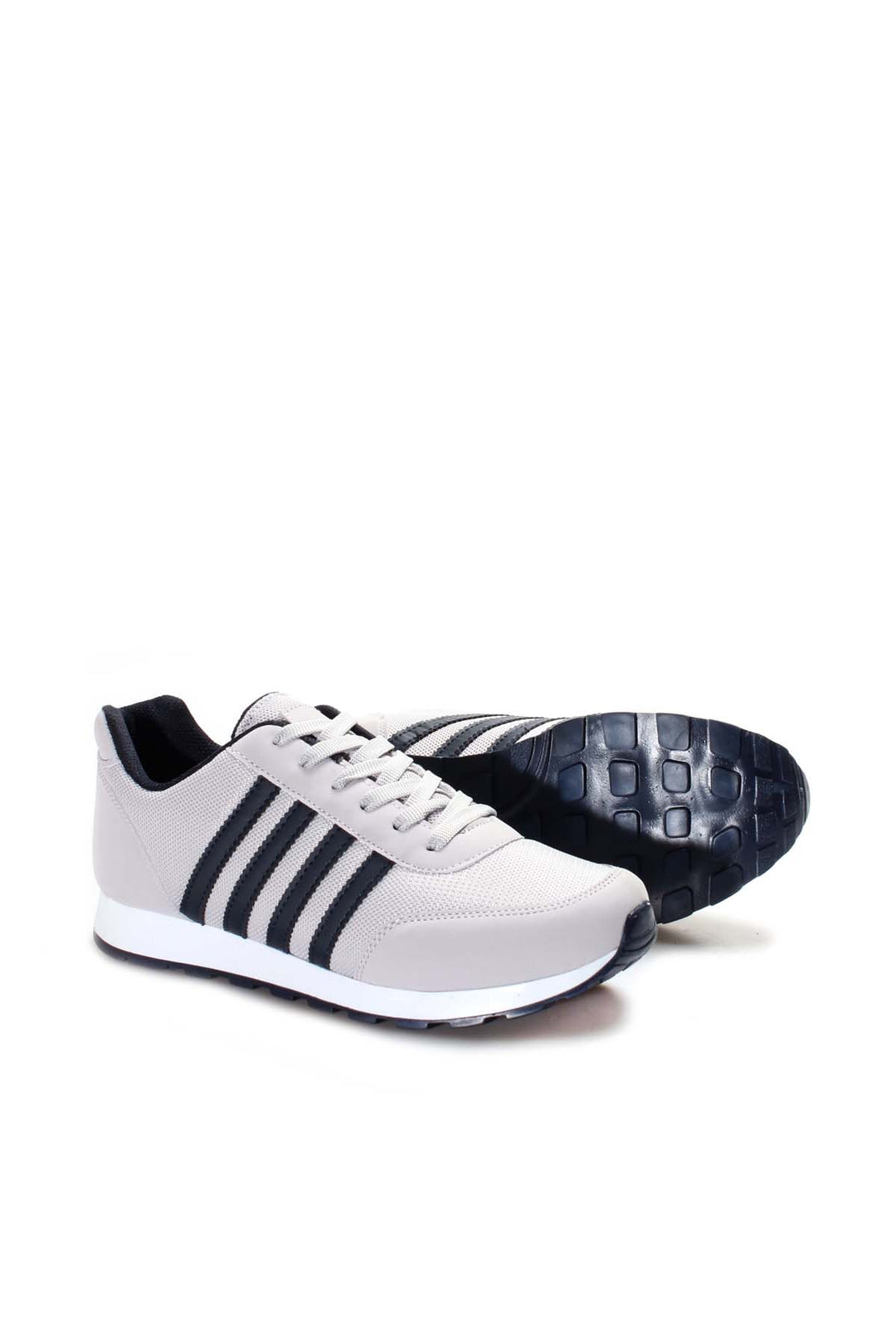 Men's Light Gray Sneakers with Black Stripe Detailing - Wessi