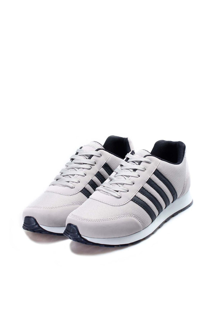 Men's Light Gray Sneakers with Black Stripe Detailing - Wessi