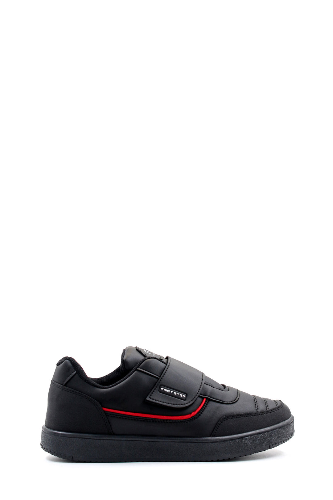 Men's Black Casual Velcro Sneakers with Red Accent - Wessi