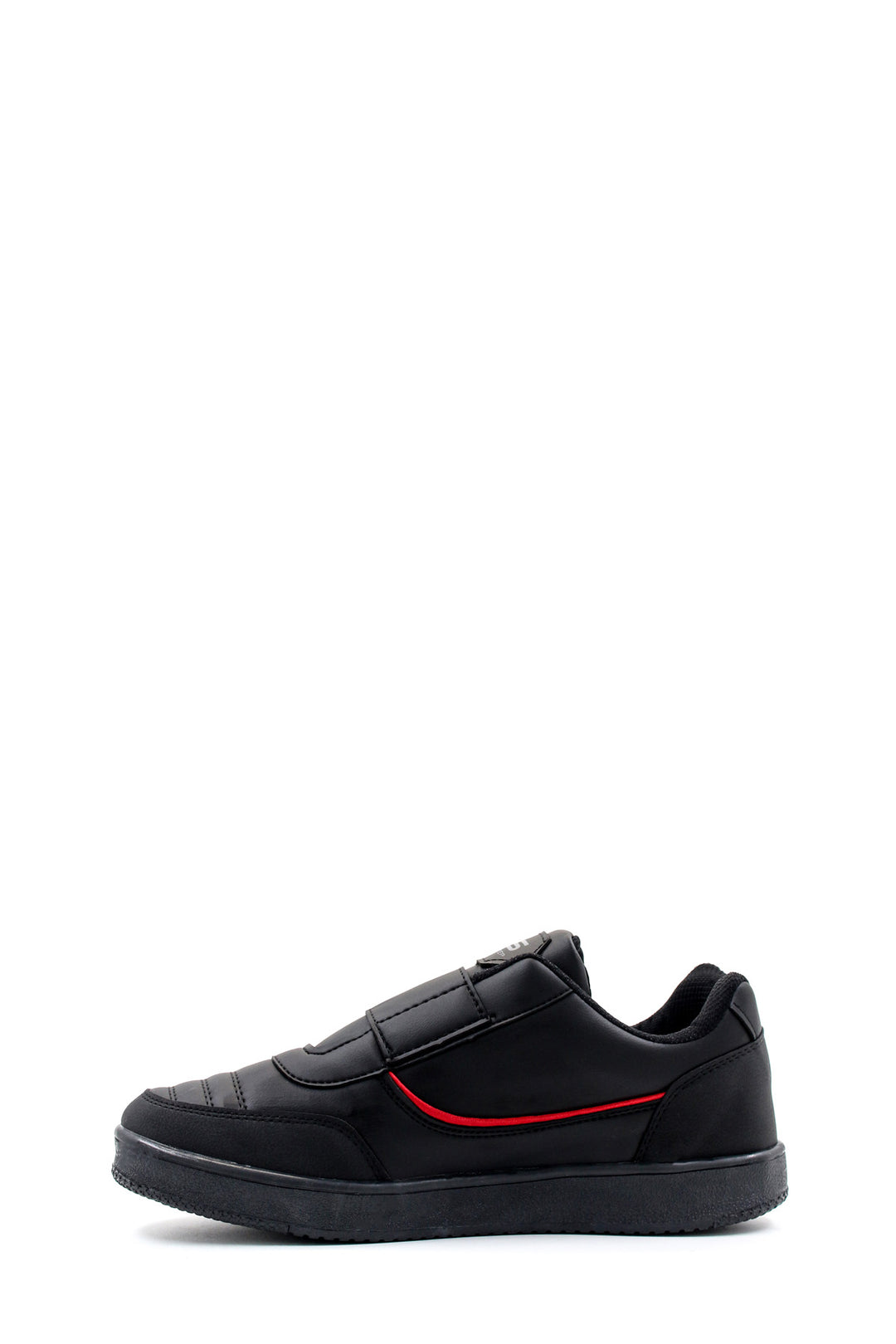 Men's Black Casual Velcro Sneakers with Red Accent - Wessi