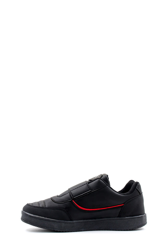 Men's Black Casual Velcro Sneakers with Red Accent - Wessi