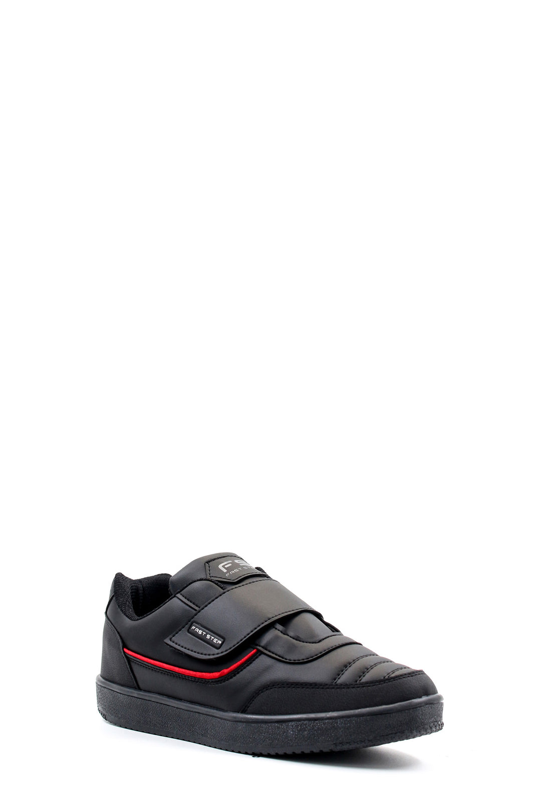 Men's Black Casual Velcro Sneakers with Red Accent - Wessi