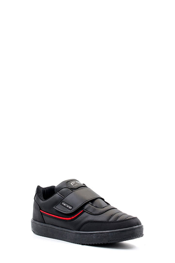 Men's Black Casual Velcro Sneakers with Red Accent - Wessi