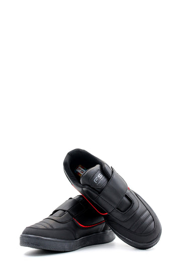 Men's Black Casual Velcro Sneakers with Red Accent - Wessi